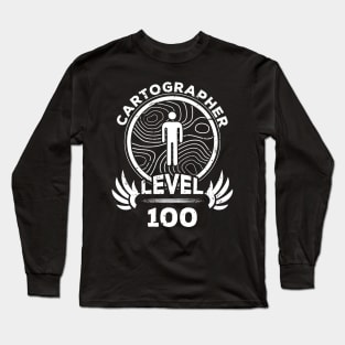 Level 100 Cartographer Mapmaker Gift Long Sleeve T-Shirt